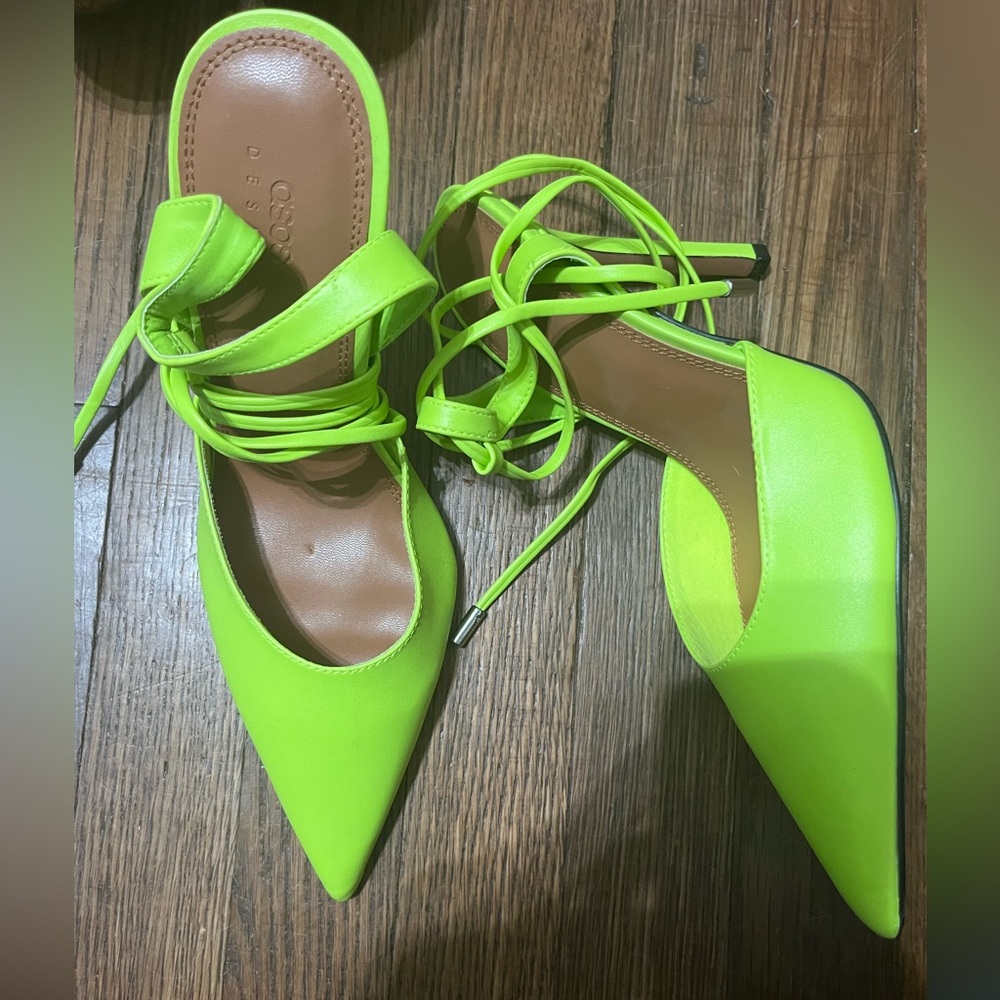 Lime Green Asos tie up pump